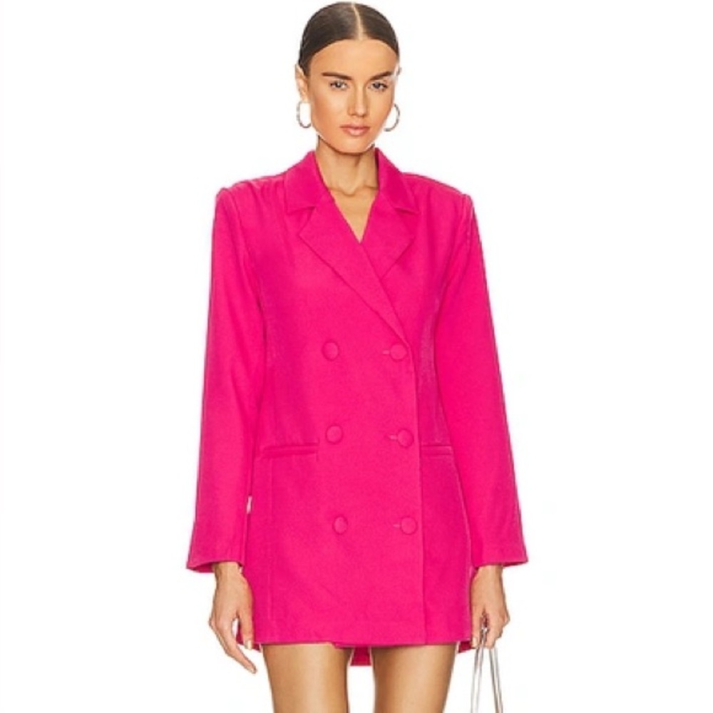Pink Double-Breasted Blazer Dress